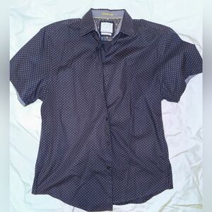 Denim & flower short sleeved dress shirt